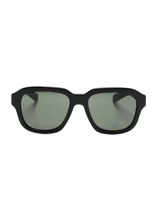 Gucci Black Logo-Print Oversize Sunglasses