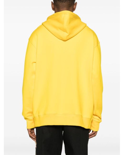 Moschino Yellow Logo-embroidered Cotton Blend Hoodie for men