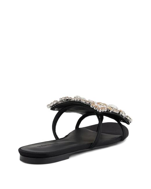 Rabanne Black Crystal-Embellished Flat Sandals