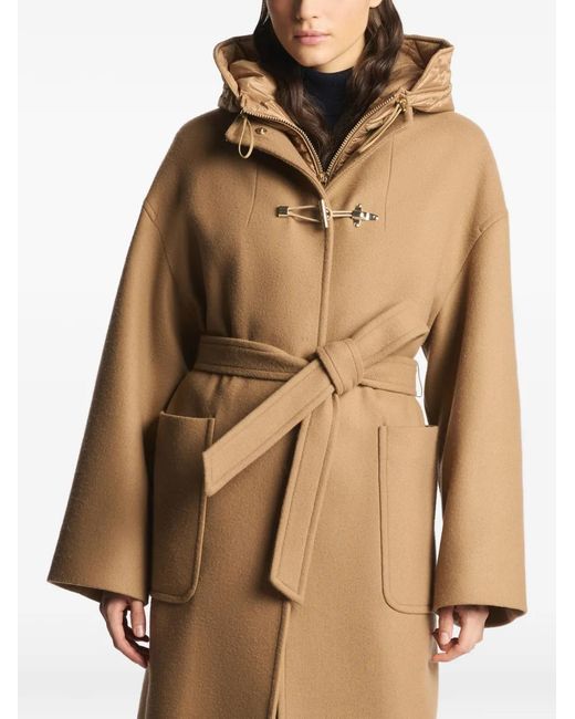 Fay Natural Toggle-Fastening Belted Coat