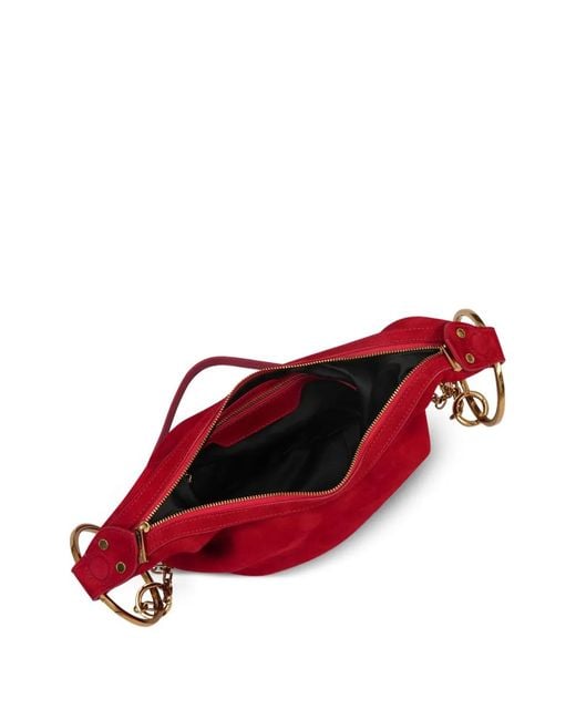 POTAMY Red Ring Detail Suede Mini Bag