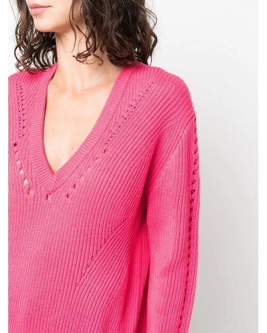Genny Pink V.-Neck Wool Jumper