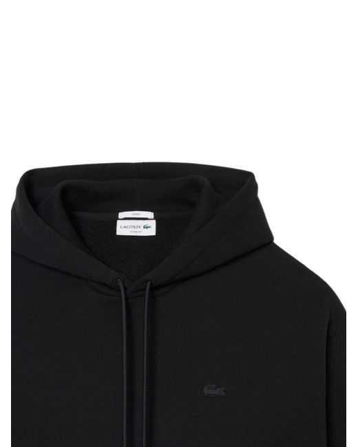 Lacoste Black Logo-Patch Drawstring Hoodie