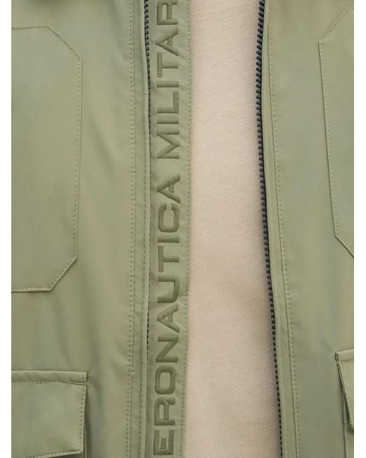 Aeronautica Militare Green Logo-Patch Military Jacket for men