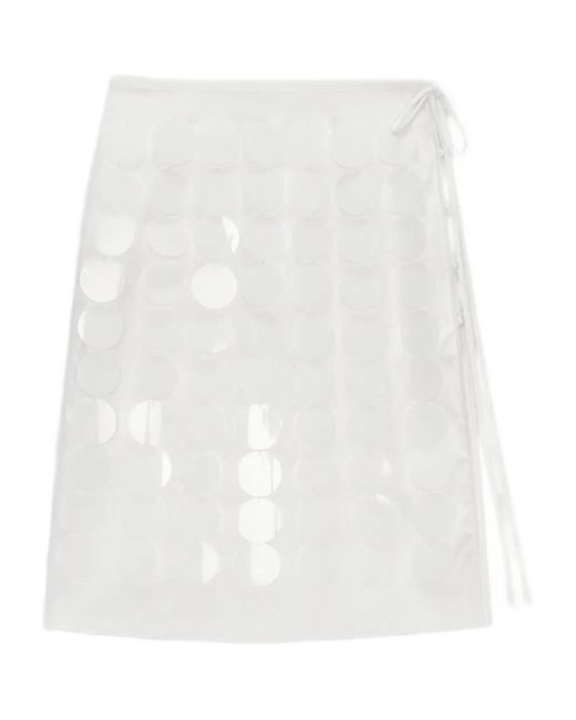 MSGM White Circle-Appliqué Wrap Mini Skirt