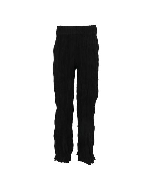 GONGDID DESIGN Black Crinkled Straight-Leg Trousers