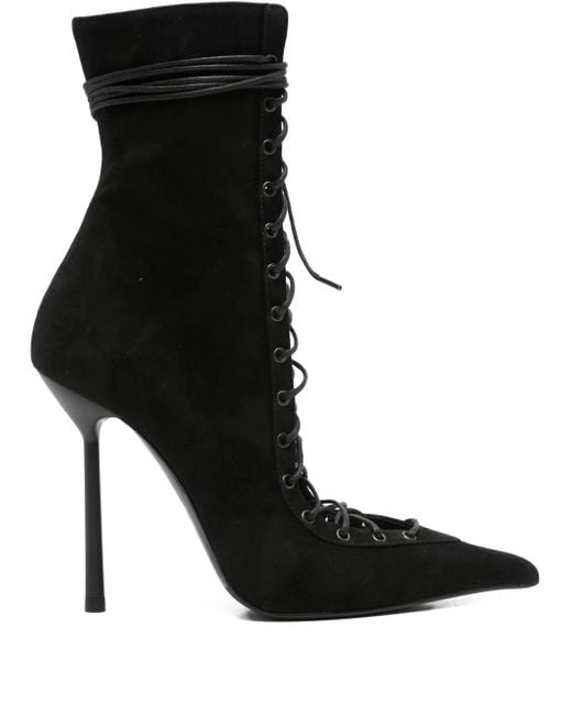 Le Silla Black 100Mm Colette Lace-Up Pointed-Toe Boots