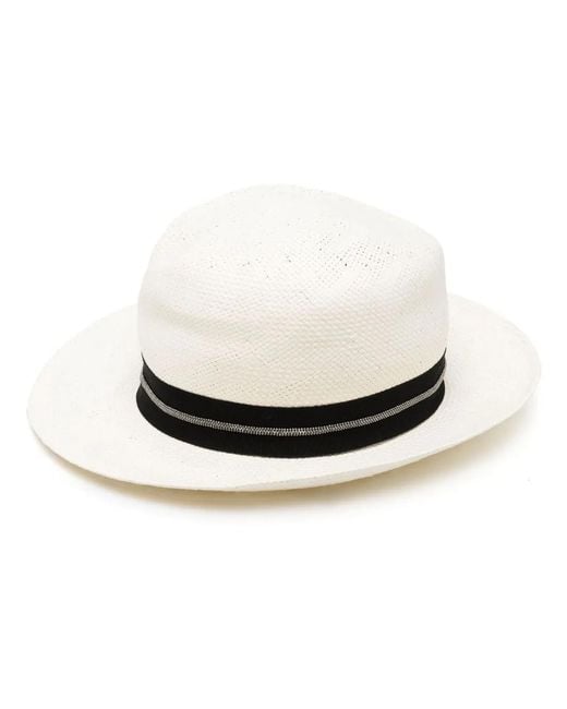 Fabiana Filippi White Interwoven Fedora Hat