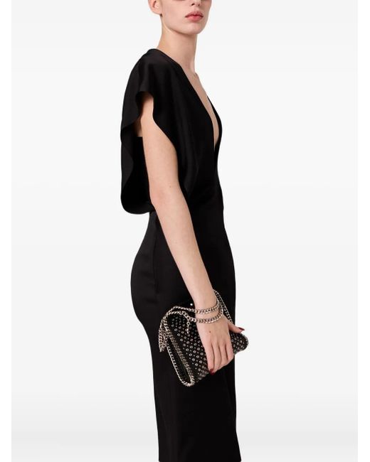 Stella McCartney Black V-Neck Short-Sleeve Midi Dress