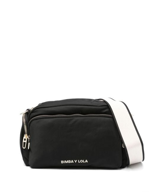 Bimba Y Lola Black Medium Logo-lettering Crossbody Bag