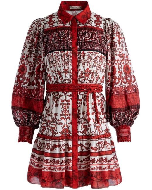 Vestido Tiffie con motivo floral Alice + Olivia de color Red