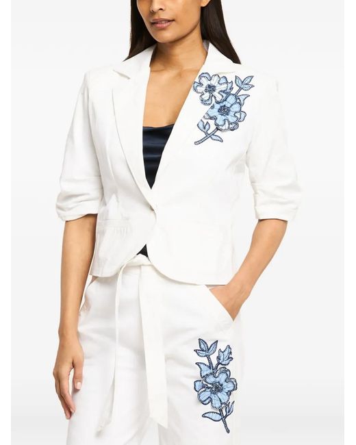 Cinq À Sept White Petit Khloe Floral-Appliqué Blazer