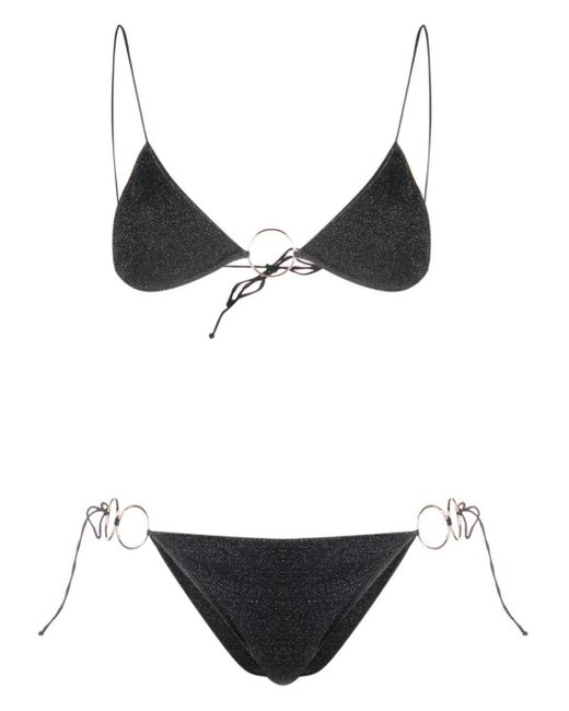 Bikini triangle à fini métallisé Oseree en coloris Black