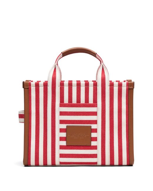 Marc Jacobs Red The Stripe Canvas Medium Tote Bag