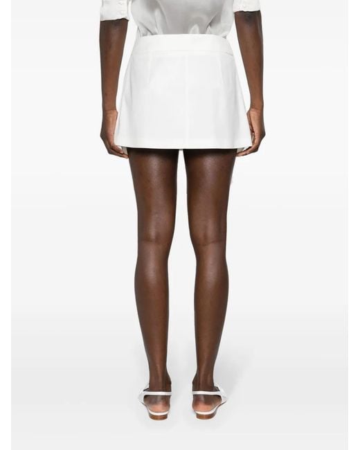 Nissa White Low-Rise Pleated Miniskirt