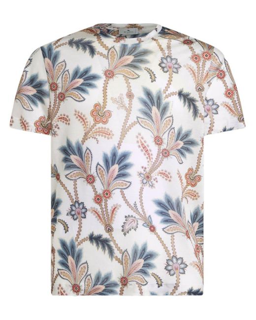 Etro White Printed Short-sleeve T-shirt for men