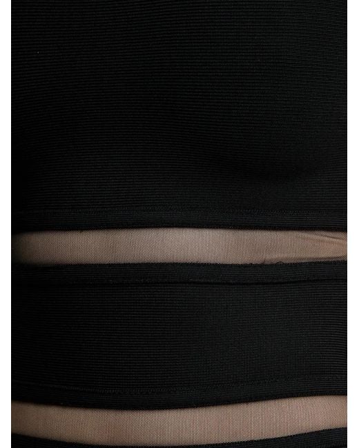 Hervé Léger Black Vera Sheer-Panel Maxi Dress