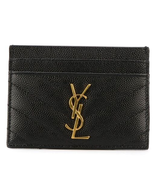 saint laurent monogram card case in grain de poudre embossed leather