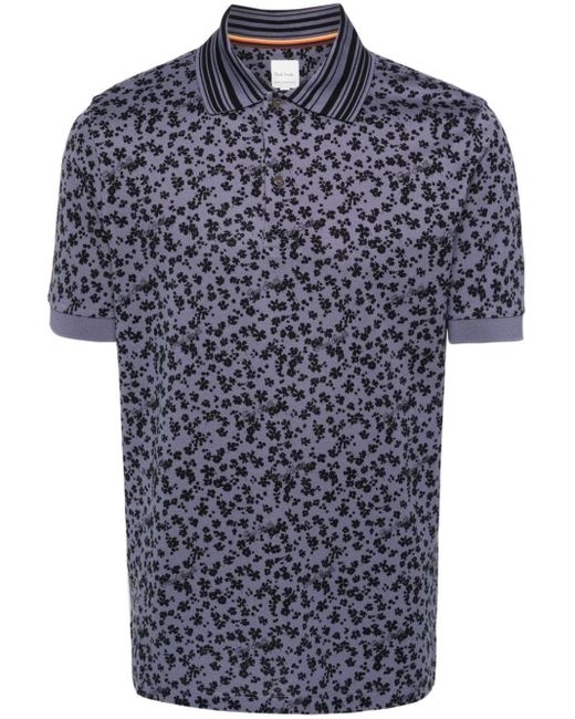Paul Smith Blue Floral-print Polo Shirt for men
