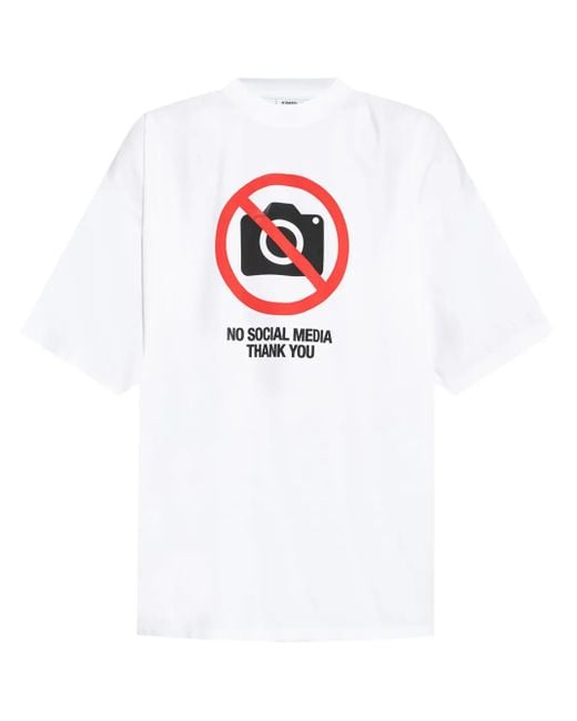 Vetements No Social Media T-shirt in White for Men | Lyst UK