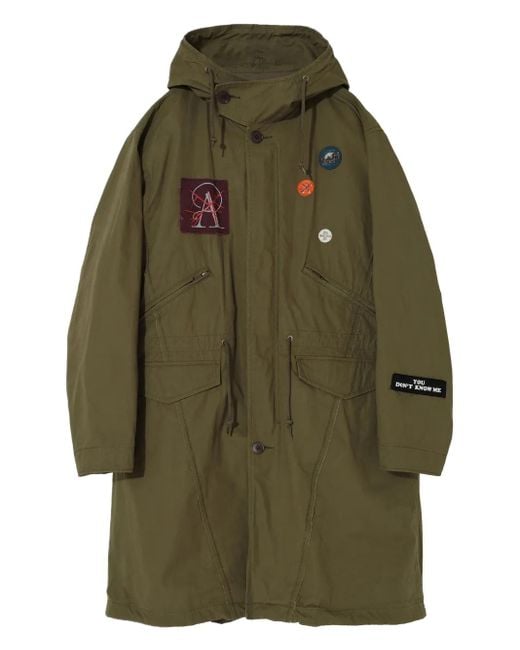 Undercover Patches hooded coat in Green für Herren