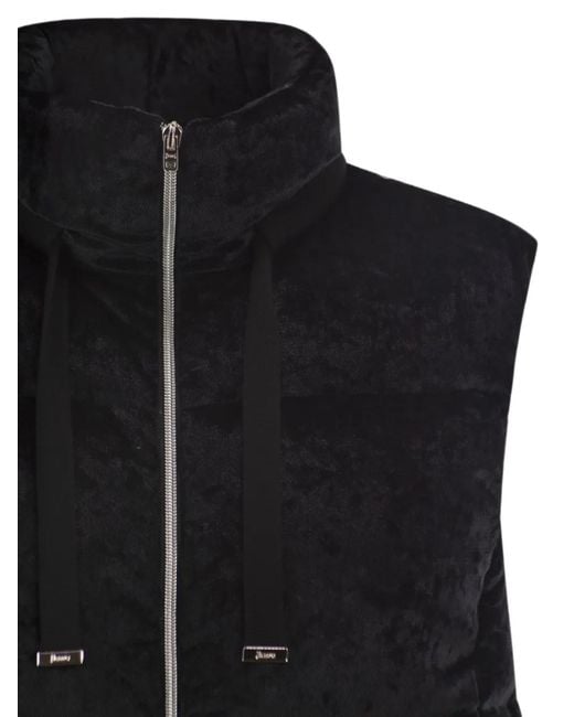 Herno Black Velvet-Effect Padded Gilet
