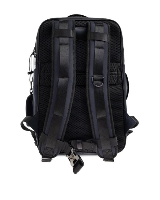 Emporio Armani Blue Logo-Patch Adjustable Backpack for men