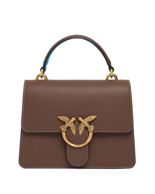 Pinko Brown Mini Love Bag Top Handle Light Handbag