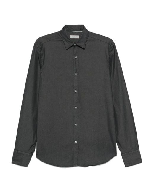 Canali Gray Long-Sleeve Button-Fastening Shirt for men
