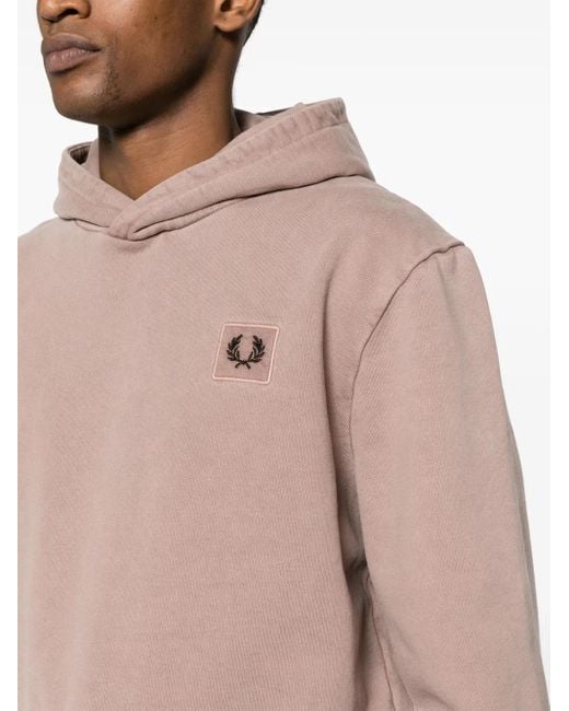 Fred Perry Pink Logo-Appliqué Hoodie for men