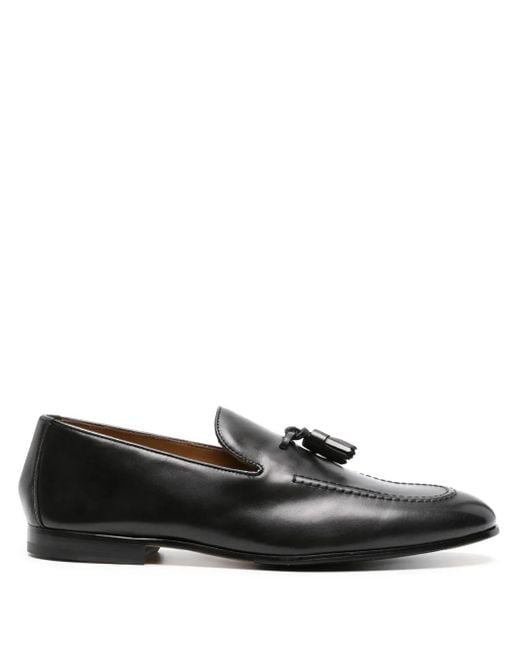Doucal's Black Tassel-Detail Leather Loafers for men