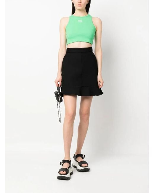 MSGM Green Logo-Print Sleeveless Top