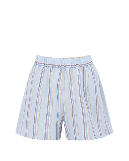 CAYET Blue Anita Striped Shorts