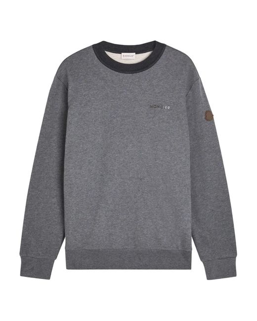 Moncler Gray Logo Cotton Sweatshirt for men