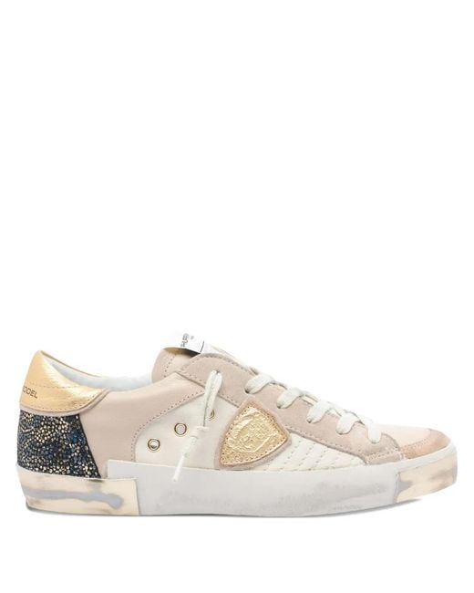 Philippe Model Natural Logo-Patch Round-Toe Sneakers