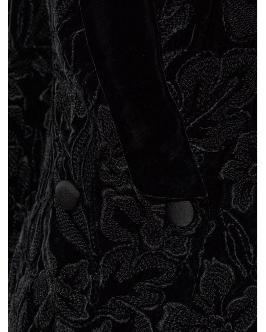 Balmain Black Floral-Embroidered Velvet Blazer