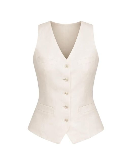 Ralph Lauren White Buttoned V-Neck Waistcoat
