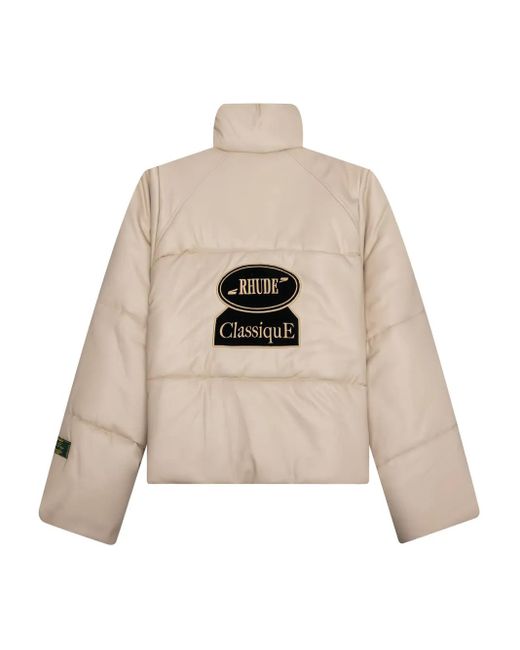 Rhude Natural Embroidered Puffer Jacket for men