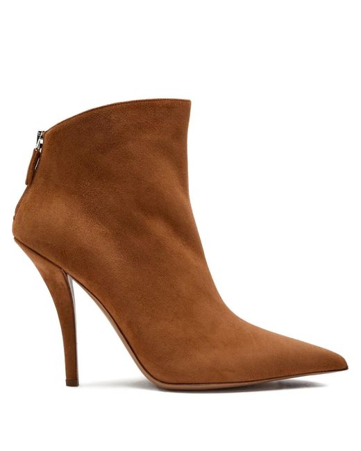 Paris Texas Brown 105Mm Suede Pointed-Toe Ankle Boots