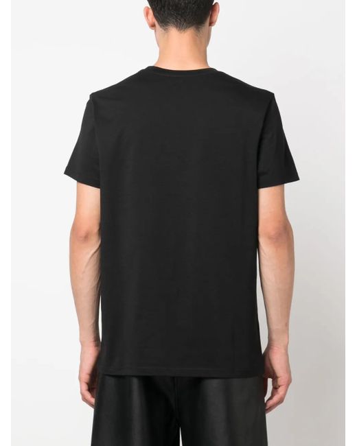 Balmain Black Flocked Logo T-shirt for men