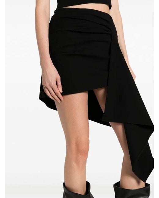 GAUGE81 Black Rivera Asymmetric Draped Miniskirt