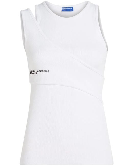 Karl Lagerfeld White Layered-Detail Top