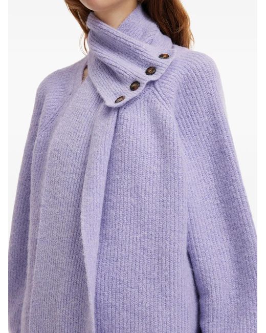 B+ AB Purple Button Roll-Neck Sweater