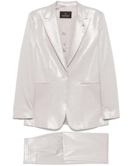 Manuel Ritz White Lurex Pinstriped Suit