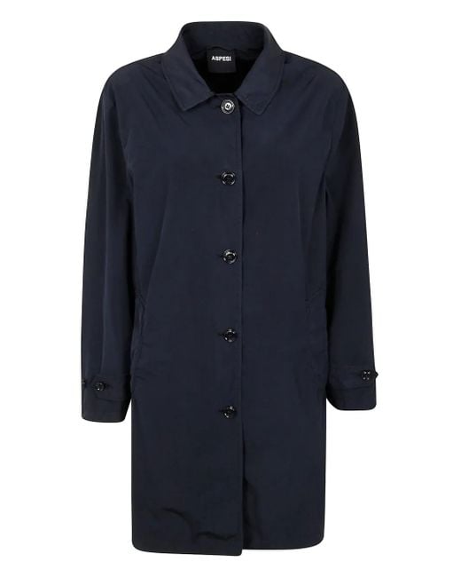 Aspesi Blue Single-Breasted Coat