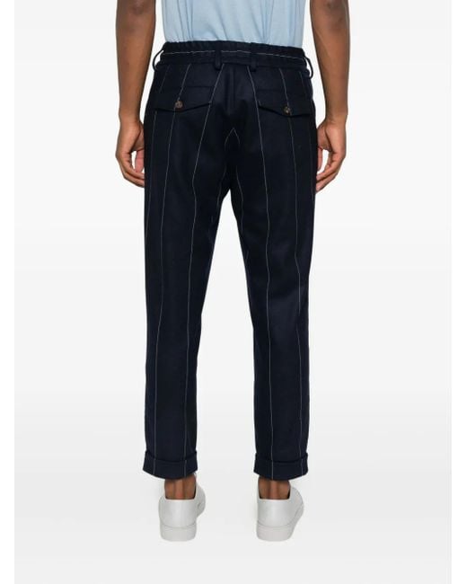 Pantalones a rayas diplomáticas con cordones Eleventy de hombre de color Blue