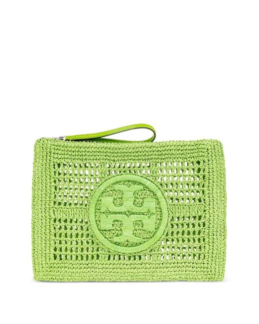 Tory Burch Green Ella Clutch Bag