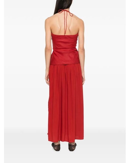 Faithfull The Brand Red Notte Ruched-Bodice Maxi Dress