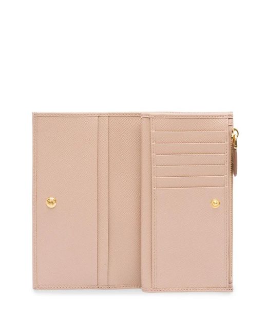 Prada Pink Logo Plaque Wallet