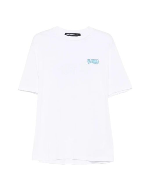Karl Lagerfeld White Logo-Print T-Shirt for men